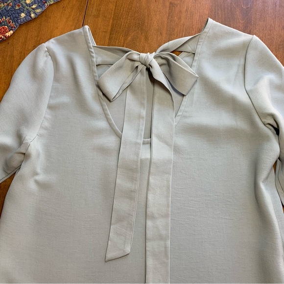 Promesa Ruffle Sleeve,Back Neckline Tie, Soft Sage Green Dress, New With Tags, M - Picture 4 of 11